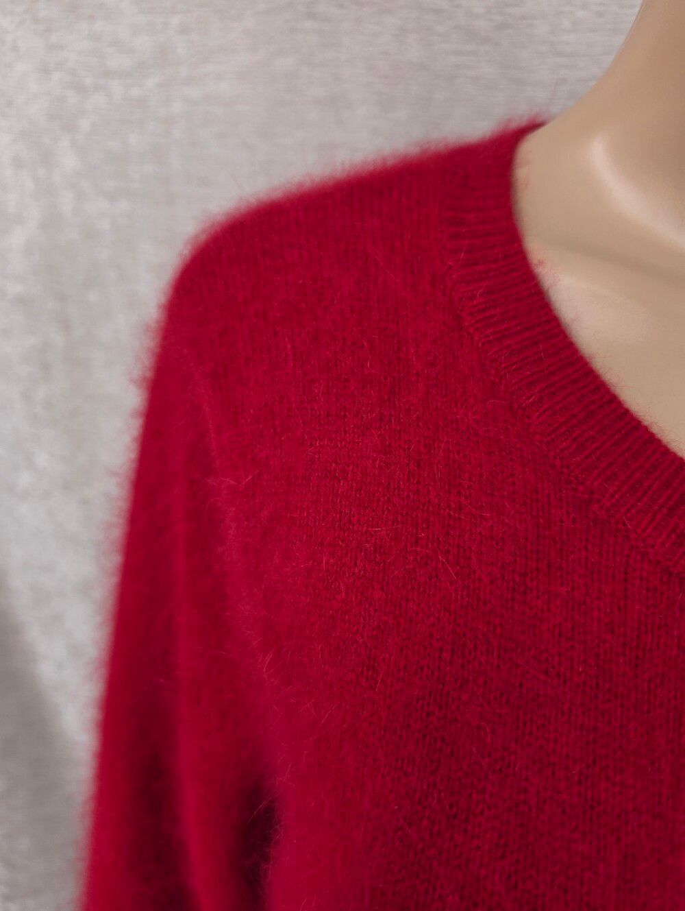 Apostrophe Angora Blend Vibrant Red Fuzzy Button Up Cardigan Sweater Vintage - Picture 5 of 11